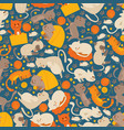 cats funny cartoon characters in seamless pattern vector image vector image