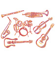 music instruments doodles vector image