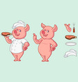 pig mascot design with optional accessories set vector image vector image