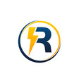 bolt electricity letter r vector image