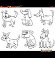 cartoon dog characters set coloring book page vector image