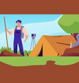 geological expedition man geologist vector image vector image