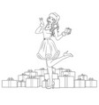 beautiful girl with a gift vector image vector image
