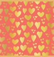 gold foil hearts on coral seamless pattern vector image vector image
