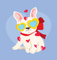 happy valentines day with cute french bulldog vector image vector image
