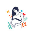 expectant mother hugs the baby vector image