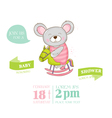 baby shower or arrival card - mouse girl vector image