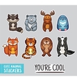 collection of stickers with cute cartoon animals vector image vector image