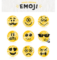 hand drawn set of emoticons emoji vector image
