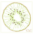 silhouette a slice kiwi isolated drawing vector image