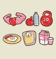 hand drawn doodle icon with healthy life style vector image vector image