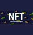 banner nft with isometric crypto arts vector image vector image