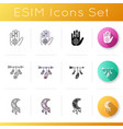 magical accessories in boho style icons set vector image