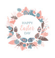 easter round frame with floral elements vector image