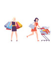 female customer choosing clothes in fashion store vector image