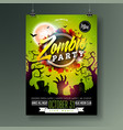 halloween zombie party flyer vector image vector image
