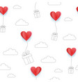 valentines hearts balloons with line art gift vector image vector image