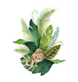 watercolor card tropical leaves and leopard vector image