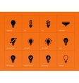 light bulb lamp icons on orange background vector image vector image
