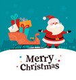merry christmas concept with santa claus gift sled vector image