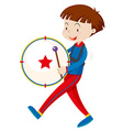 boy in band outfit playing drum vector image
