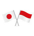 japan and indonesia crossed flags vector image