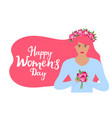 a young girl in wreath peonies holds in her vector image
