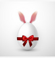 happy easter realistic easter egg with red bow vector image