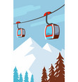 winter mountains cable car ski lift vector image