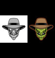 alien head in straw farmer hat character vector image