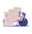 analyzing cv handicapped character cartoon young vector image vector image