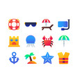 beach holiday - set of flat design style icons vector image