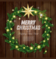 christmas wreath with green fir branch light vector image