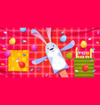 egg hunt easter celebration with bunny puppet vector image