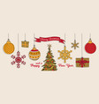 merry christmas card with suspended vector image
