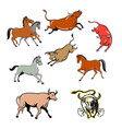 farm animals cartoon set vector image