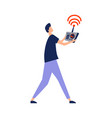 icon a man with remote control in his hands vector image