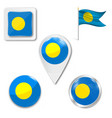 palau flag in glossy round button icon vector image vector image
