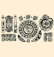 set intricate black mayan tattoo designs vector image