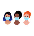 female portraits in protection medical masks vector image vector image