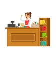 librarian at her workplace with bookshelves vector image