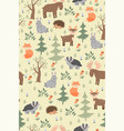 seamless pattern with cute forest animals vector image