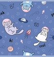 funny cats in space seamless pattern vector image