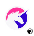 unicorn logo with head and horn silhouette vector image