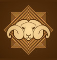 angry sheep face head with big horn vector image vector image