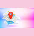 red navigation pin on paper map travel concept 3d vector image vector image