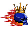 skull with crown and flames vector image vector image