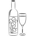 wine bottle and glass vector image vector image