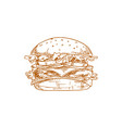 cheeseburger sketch isolated hamburger burger vector image
