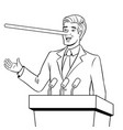 politician with long nose lies coloring book vector image